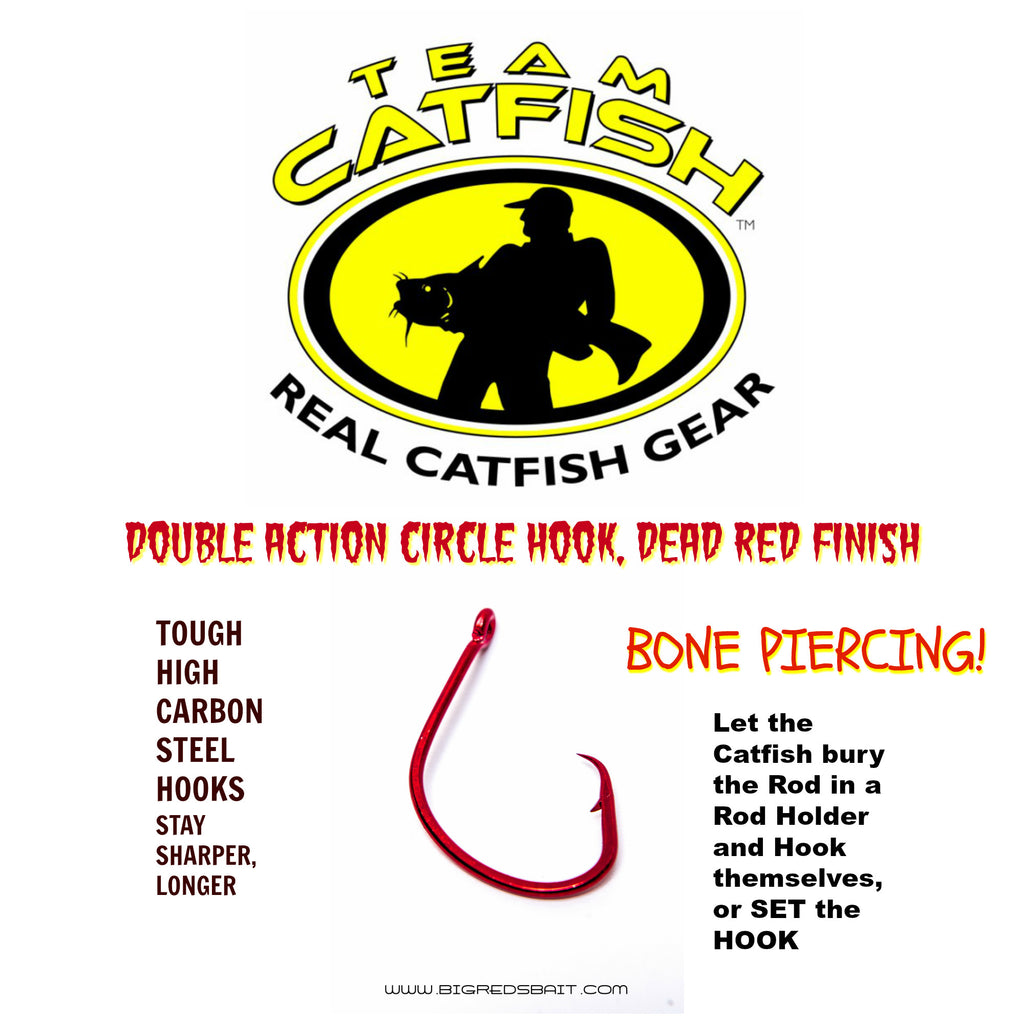 TEAM CATFISH DOUBLE ACTION RED, 1/0 5/0 and 8/0 sku002 – Big Red's
